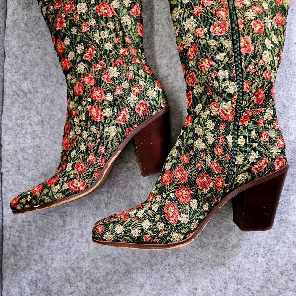 Jessica Simpson Ravyn Floral Tapestry Knee High Boots Square Toe Block Heel 10.5 - Picture 4 of 8